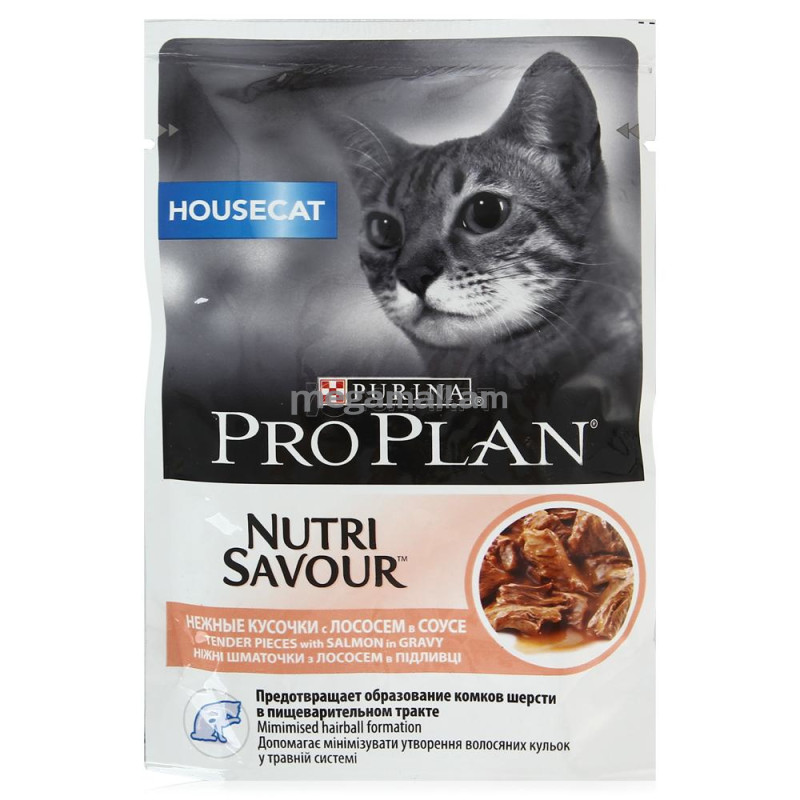 Упаковка паучей 24 шт Purina Pro Plan NutriSavour Housecat with Salmon in gravy, 24 шт x 85 гр (12249425 / 7613034756282)