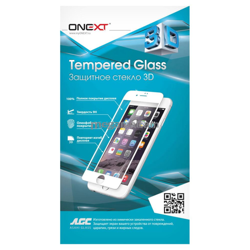 Защитное стекло, iPhone 7 Plus, черное, прозрачное, Onext 3D