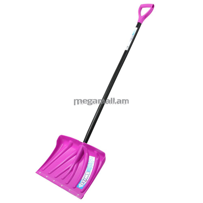 Лопата для уборки снега SWISS 304, 44х33см, деревянный черенок, фиолетовая
