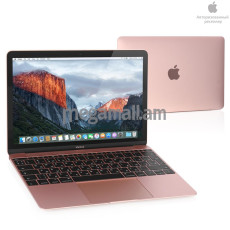 ноутбук Apple MacBook 12 Rose Gold, MMGL2RU/A, 12" (2304x1440) Retina, 8GB, SSD 256GB, Intel Core m3-6Y30, Intel HD Graphics, WiFi, BT, OS X El Capitan, pink, розовый