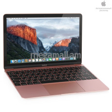 ноутбук Apple MacBook 12 Rose Gold, MMGL2RU/A, 12" (2304x1440) Retina, 8GB, SSD 256GB, Intel Core m3-6Y30, Intel HD Graphics, WiFi, BT, OS X El Capitan, pink, розовый