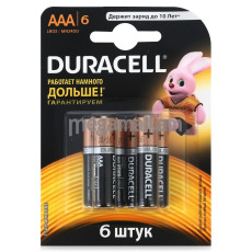 батарейки AAA (LR3) 006шт. Duracell щелочные Basic