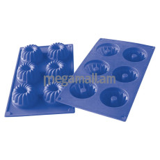 Форма для кексов Regent (синяя) 6 ячеек фигурные 30х17,5х3,8см Silicone (93-SI-FO-24 / 4607000011843)