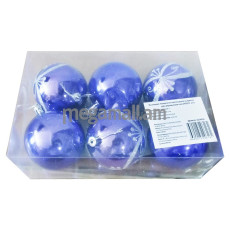 Набор шаров SYCB17-251, d 8см, 6 штук: 3 фиолетовых с орнаментом и 3 фиолетовых блестящих, пластик