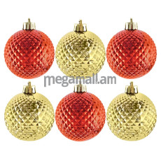 Magic Time Новогоднее подвесное украшение Ассорти шаров, золотые и красные, 6 шт/6см (76067)