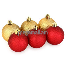 Magic Time Новогоднее подвесное украшение Ассорти шаров, красные и золотые, 6 шт/6см (76070)