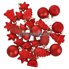 Яркий праздник Набор шаров, 6см, 26 шт, пластик, красный (17445R)