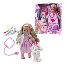 Кукла Bambolina Молли Доктор, со стетоскопом и собачкой (BD1384RU-M37)