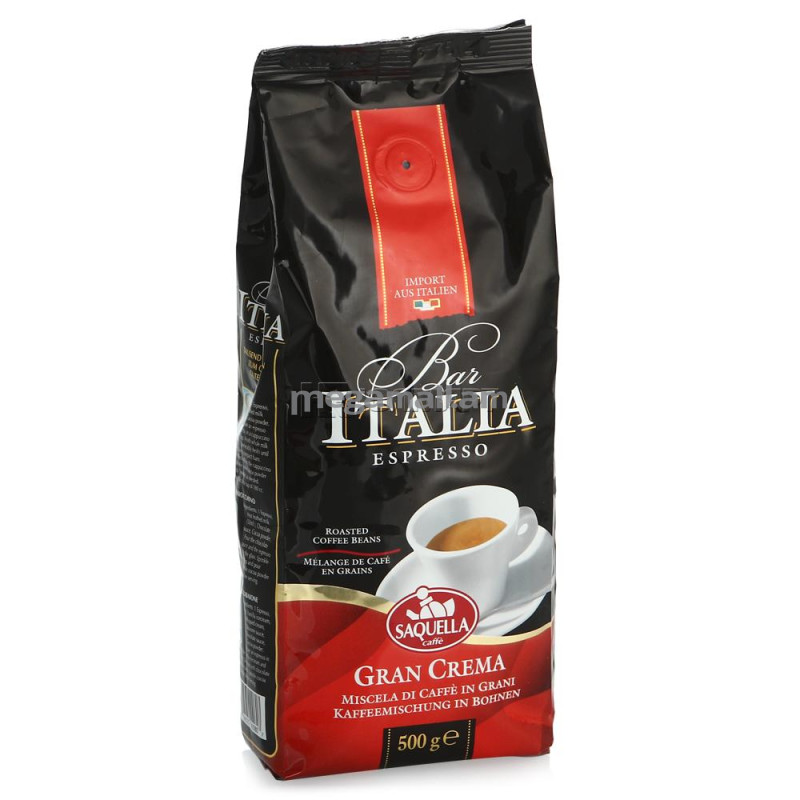 кофе зерновой SAQUELLA BAR ITALIA GRAN CREMA, 0,5 кг