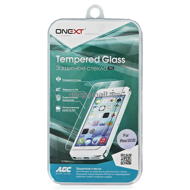 Защитное стекло, iPhone 5/5C/5S/SE, прозрачное, Onext  Eco (пластиковый бокс)