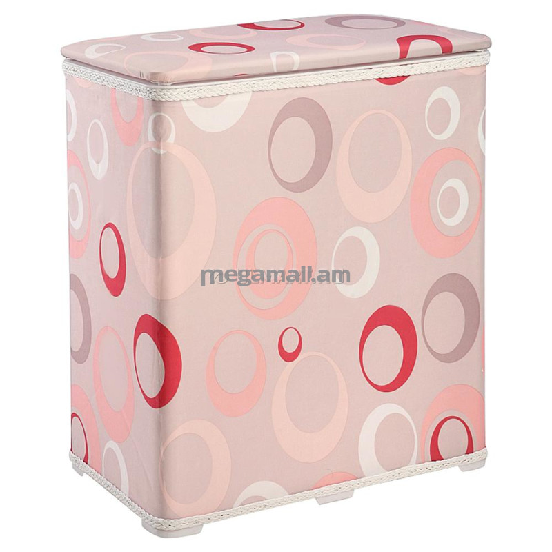 Корзина для белья Niklen "Пузыри" с крышкой, 49х27х55 см, розовая (0778048005119)