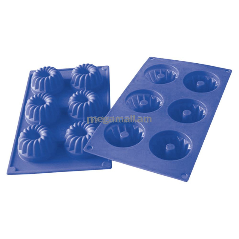 Форма для кексов Regent (синяя) 6 ячеек фигурные 30х17,5х3,8см Silicone (93-SI-FO-24 / 4607000011843)
