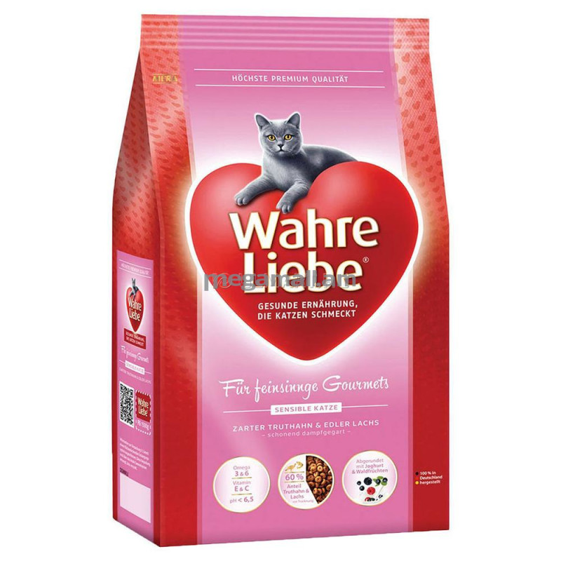 Корм Wahre Liebe Sensible для привередливых и аллергичных кошек, 4 кг (30534 / 4025877305344)