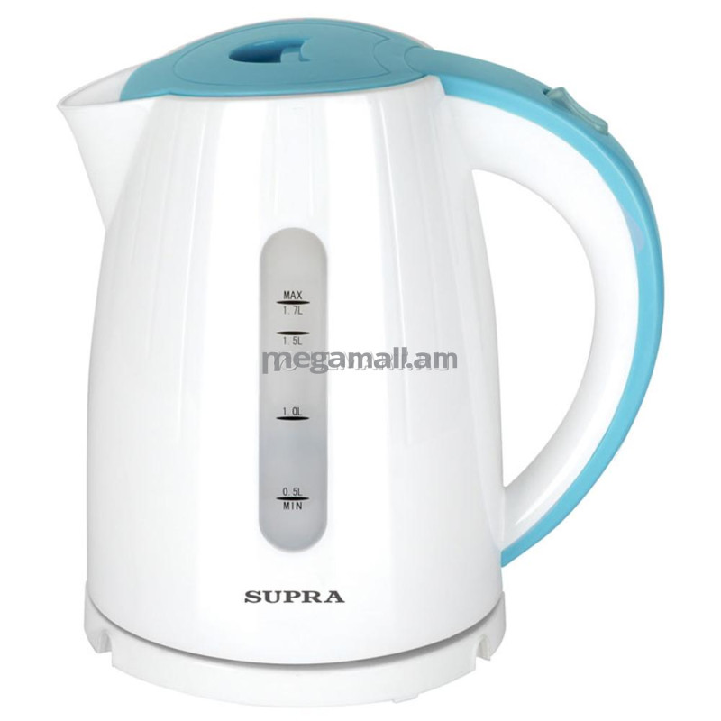 чайник Supra KES-1704, 1.7 л, пластик, белый/голубой