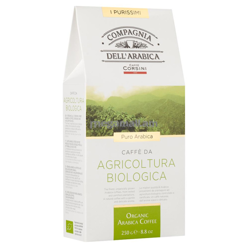 кофе молотый Dell'Arabica Puro Arabica Da Agricoltura Biologica, 0,25 кг