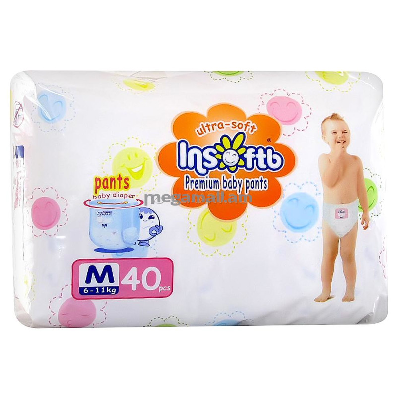 Трусики-подгузники Insoftb Premium M (6-11 кг), 40 шт