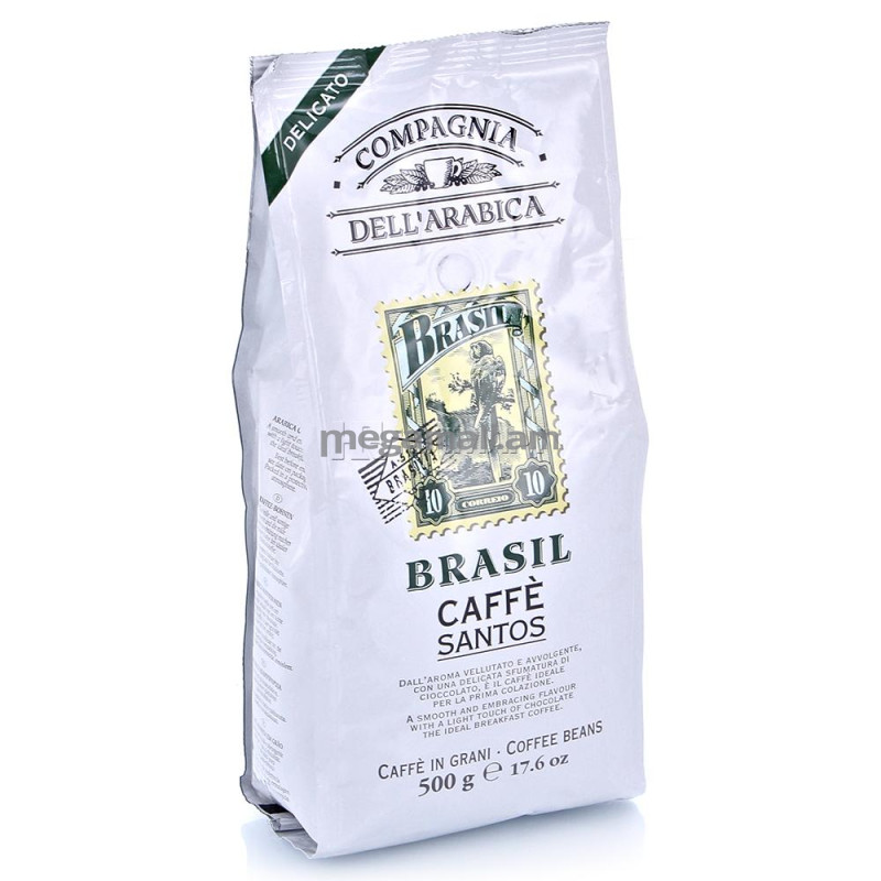кофе зерновой Dell'Arabica Puro Arabica Brasil Santos, 0,5 кг