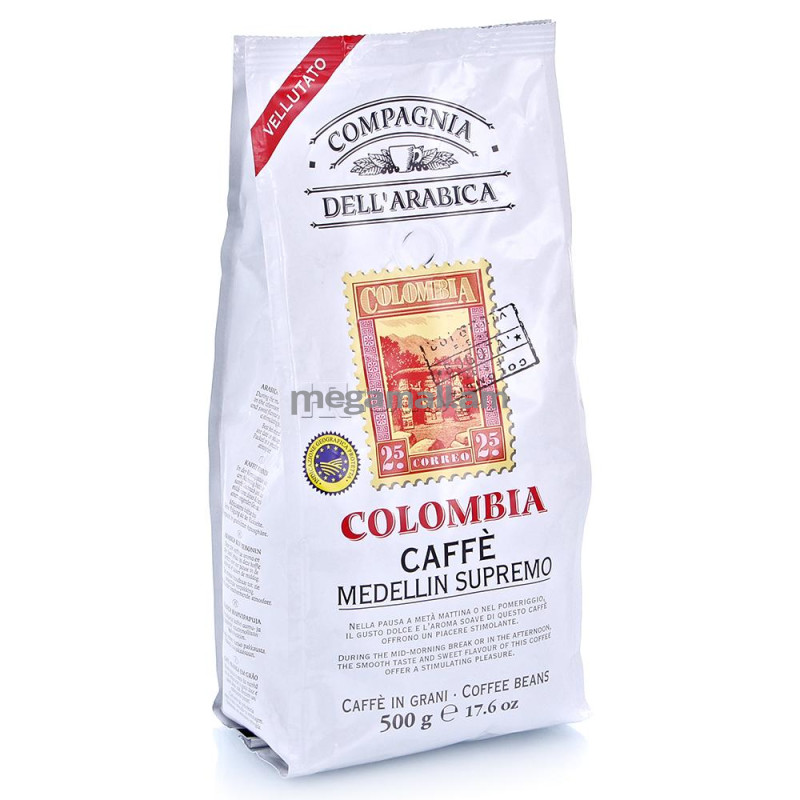 кофе зерновой Dell' Puro Arabica Colombia Medellin Supremo, 0,5 кг