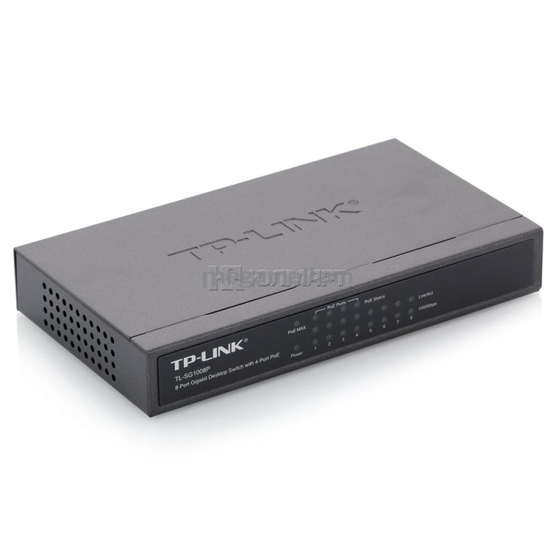коммутатор TP-Link TL-SG1008P, switch 8-port 10/100/1000Mbps, 4-ports PoE