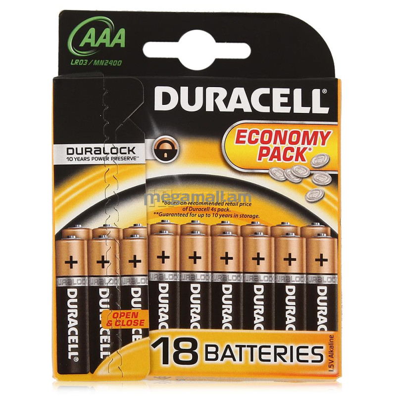 батарейки AAA (LR3) 018шт. Duracell щелочные Basic