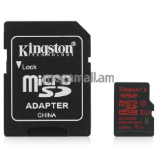 карта памяти TransFlash 32ГБ MicroSDHC Class 10 UHS-I 90R/80W Kingston, SDCA3/32GB, адаптер