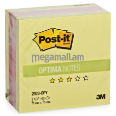 блок-кубик Post-it Optima "Осень", желтая пастельная радуга, 3 цвета, 76х76 мм, 400 листов 2028-OPY