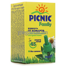 жидкость для фумигатора Picnic Family от комаров 45 ночей, 30 мл, без запаха [4600104023095]