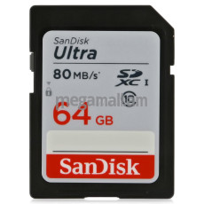 карта памяти SDXC 64Gb Class 10 UHS-I 80MB/s SanDisk Ultra, SDSDUNC-064G-GN6IN