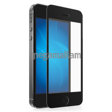 Защитное стекло, iPhone 5C/5S, прозрачное, с рамкой, черный, DF iColor-02