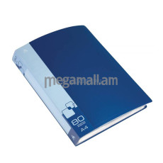 папка файловая на 80 файлов Бюрократ торцевой карман с бумажной вставкой, синяя [BPV80blue]