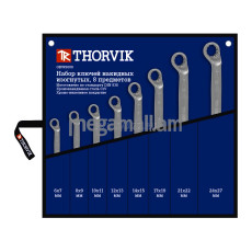 Набор ключей накидных Thorvik ORWS008, 8 предметов 75° в сумке 6-27 мм, 52019
