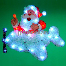 SHLights Панно светодиодное Санта-Клаус на самолете, 30 LED, для помещений (PKQE08SW35/1)