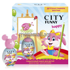 подарочный набор для детей City Funny Happy душистая вода, 30 мл +  детская гравюра [2001011601] [4607084160383]