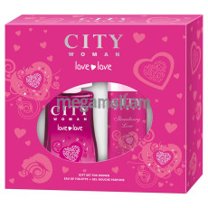 парфюмерный набор женский City Woman Love Love туалетная вода, 60 мл + гель для душа, 150 мл [2001011641] [4607084161342]