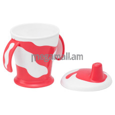 Чашка-непроливайка Canpol Babies с ручками, 250 мл. Little cow 9+, цвет: красный