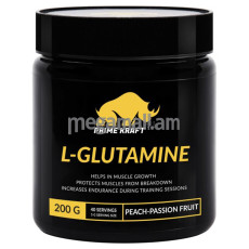 Глютамин Prime Kraft L-Glutamine (персик-маракуйя), 200 г