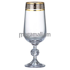 Набор бокалов 6 шт Bohemia Crystal Клаудия для шампанского, хрустальное стекло, 180 мл., арт. 40149/43249/180
