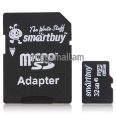 карта памяти TransFlash 32Gb MicroSDHC Class 10 Smart Buy, адаптер (SB32GBSDCL10-01)