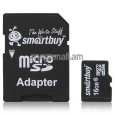 карта памяти TransFlash 16Gb MicroSDHC Class 10 Smart Buy, адаптер (SB16GBSDCL10-01)