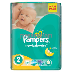 Подгузники Pampers New Baby-Dry 2 (3-6 кг), 76 шт