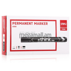 маркер перманентный Deli Think, 2 мм, черный, круглый (упаковка 10шт) [EU10020]