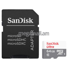 карта памяти TransFlash 64ГБ MicroSDXC Class 10 UHS-I 80MB/s SanDisk Ultra, SDSQUNS-064G-GN3MA