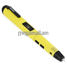 3D ручка Feizerg F001, желтый + набор для объемного рисования: пластик 10 цветов, трафареты 20 шт. (FS001)