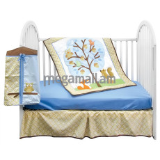 Набор в кроватку Luvable Friends 40090 Лесные звери, для мальчика, 4 предмета, 85х110 см, 71х132 см, голубой