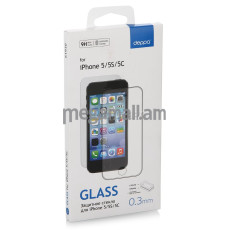 Защитное стекло, iPhone 5/5C/5S, 0.33 мм, Deppa, прозрачное, 61930