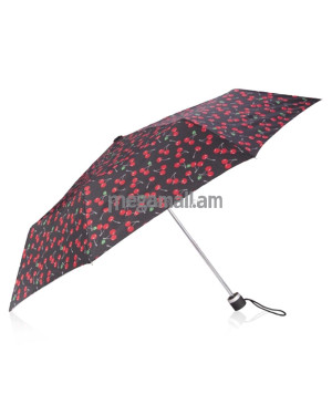 зонт женский Isotoner Гламурная вишня, 3 сложения, механический, цвет черный [09189-3799] [3231760393799]